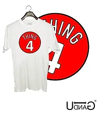 UDNAG Unisex Round Neck Graphic 'Thing | Thing 4' Polyester T-Shirt White [Size 2YrsOld/22in to 7XL/56in]-thumb1