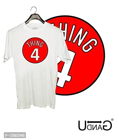 UDNAG Unisex Round Neck Graphic 'Thing | Thing 4' Polyester T-Shirt White [Size 2YrsOld/22in to 7XL/56in]-thumb2