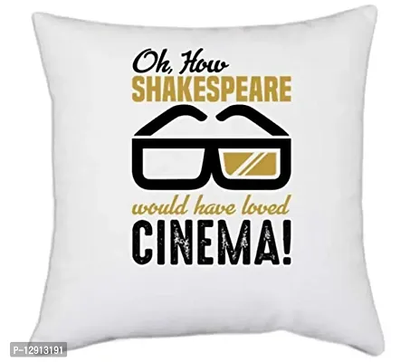 UDNAG White Polyester 'Cinema | Oh How' Pillow Cover [16 Inch X 16 Inch]-thumb0