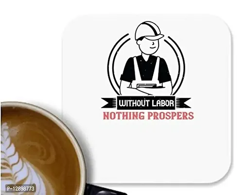 UDNAG MDF Tea Coffee Coaster 'Labor | Without Labor Nothing prospers' for Office Home [90 x 90mm]