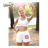 UDNAG Unisex Regular fit 'Mother | First My Mother Forever My Friend' Polyester Shorts [Size S/28In to XL/40In] White-thumb2