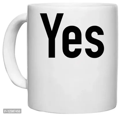 UDNAG White Ceramic Coffee / Tea Mug 'Couple | Yes' Perfect for Gifting [330ml]-thumb0