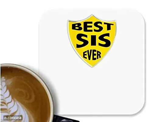 UDNAG MDF Tea Coffee Coaster 'Rakshabandhan | Best Sis Ever' for Office Home [90 x 90mm]
