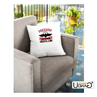 UDNAG White Polyester 'Independance Day | Freedom Lies in Being Bold' Pillow Cover [16 Inch X 16 Inch]-thumb2