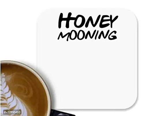 UDNAG MDF Tea Coffee Coaster 'Honey Morning' for Office Home [90 x 90mm]