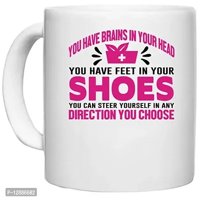 UDNAG White Ceramic Coffee / Tea Mug 'Nurse | Shoes to Steer Yourself' Perfect for Gifting [330ml]