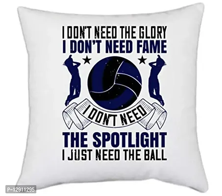 UDNAG White Polyester 'Basketball | Need Fame. I Don?t Need The Spotlight. I just Need The Ball' Pillow Cover [16 Inch X 16 Inch]