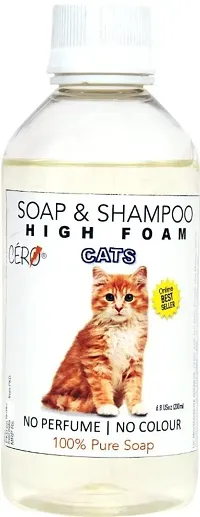 CERO High Foam Shampoo for Cats, NO Perfume | NO Colour, 100% Pure Soap (200ml)