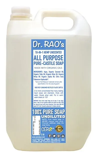 CERO Dr Raos Unscented All Purpose Pure Castile Soap, Perfect for DIY Projects (5 Lit.)