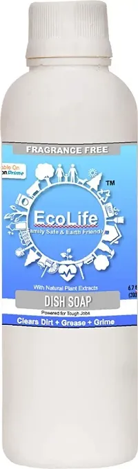 CERO ECOLIFE Hand Safe and Effective, 100% Natural Dish Washing Soap, Fragrance Free (200ml)