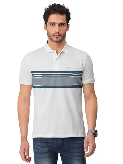 Mens Striped Cotton Blend Premium Polo T-Shirts