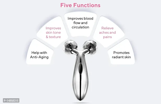 3D Manual Roller Massager Body Massager 360 Rotate Roller Face Body Massager Skin Lifting Wrinkle Remover  Facial Massage Relaxation  Skin Tightening Tool UniSex (Silver), Non Electric-thumb3