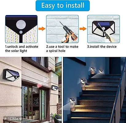 Solar Light with 100 LED Motion Sensor Light 4 Side Bright Light with Dim Mode - Security Lamp for Home , Outdoors Pathways | Bright Solar Wireless Security Motion Sensor Light 100 Led-thumb2