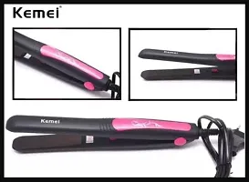 Kemei KM-328 Ceramic Hair Straightener Electric Flat Iron Straightening Irons Ceramic Hair Straightener Hair Straightener  (Pink)-thumb1