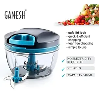 GANESH Wonder Kitchen Dori Handy Vegetable and Fruit Manual Onion Dry Fruit Salad Maker Vegetable Quick String Chopper Machine, Cutter ? 3 Stainless Steel Blades (470 ml, Grey)-thumb3