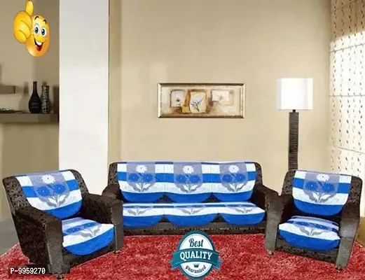 sofa cover set of 10 pieces for 5 seater sofa on cotton material BLUE colour under  (3+1+1)10PCS/BLUE
