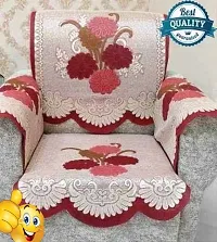 Flower Printed Slip Resistant 5 Seater Sofa Cover and Chair Cover with 6 Arms Cover Set ( Set of 16 pieces) -Maroon-thumb1