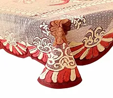 Flower Designer Rectangular Centre Table Cover - 4 Seater 40x60 Inches - Maroon Colour Table Cloths-thumb2