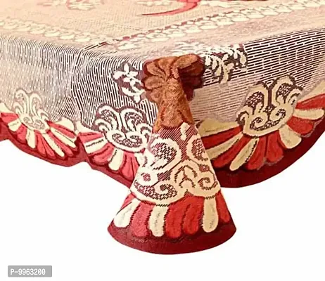 Flower Designer Rectangular Centre Table Cover - 4 Seater 40x60 Inches - Maroon Colour Table Cloths-thumb3