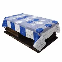 Combo Floral design Loveseat 3 seater sofa cover set of 2 ( Blue ) and centre table cover (40 x 60 inches) - Blue colour-thumb2