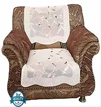 Combo Leaf design Loveseat 3 seater sofa cover set of 2 and Designer centre table cover (40 x 60 inches) - White Colour6PCS+CTC/WHT/LEAF-thumb2