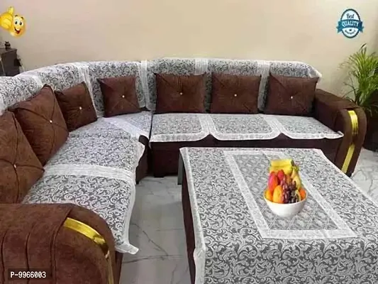 STANDARD SOFA COVER  set of 14 pieces for 7 seater sofa/ L shape sofa on cotton material.14PCS+CTC/GRAY/JALL-thumb0