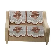 Floral Design L shape net sofa cover 7 seater Sofa cover + CENTER TABLE COVER for L shape sofa 7 seater sofa cover Set of 14 pieces- Brown Colour-thumb2