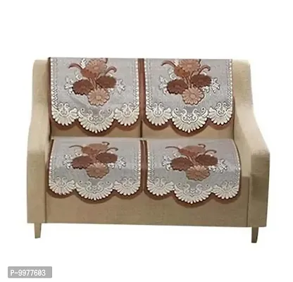 Floral Design L shape net sofa cover 7 seater Sofa cover + CENTER TABLE COVER for L shape sofa 7 seater sofa cover Set of 14 pieces- Brown Colour-thumb3