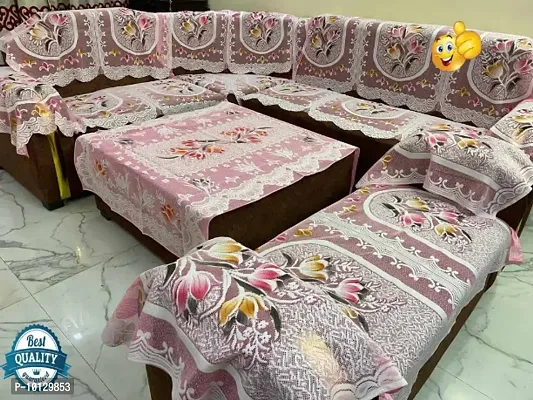 STANDARD SOFA COVER 20PCS+CTC/PINK/TULIP COVER AND WITH CENTRAL TABLE COVER