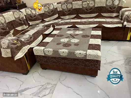 STANDARD SOFA COVER 16PCS+CTC/BRN/PT WITH CENTRAL TABLE COVER
