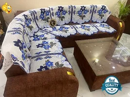 Premium sofa cover for l shape sofa cover 7 seater sofa cover customizable sofa cover for living room flower design corner sofa cover blue Daisy design for luxury sofa 14 pieces sofa-thumb1