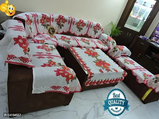 Premium sofa cover for l shape sofa cover 7 or 9 seater sofa cover with Center Table cover with chester cover with arms combined cover customisable sofa cover for living room flower de-thumb0
