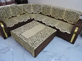 KEDAR CORPORATION STANDARD Premium sofa cover for l shape sofa cover 7 sofa cover with Center Table cover customisable sofa cover for living room flower design corner sofa cover GOLDEN design for luxu-thumb3