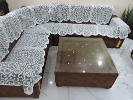 Kedar Corporation Standard Premium sofa cover for l shape sofa cover 7 seater sofa cover customisable sofa cover for living room flower design corner sofa cover SILVER design for luxury sofa 16 pieces-thumb2