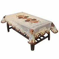 COMBO-Floral Cotton Net 1Seater Net Sofa Chair Cover (Brown, SBA/)Standard), 4PC Flower Designer Rectangular Centre Table Cover - 4 Seater 40x60 Inches - Brown Colour-thumb3