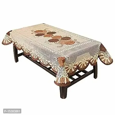 COMBO-Floral Cotton Net 1Seater Net Sofa Chair Cover (Brown, SBA/)Standard), 4PC Flower Designer Rectangular Centre Table Cover - 4 Seater 40x60 Inches - Brown Colour-thumb4