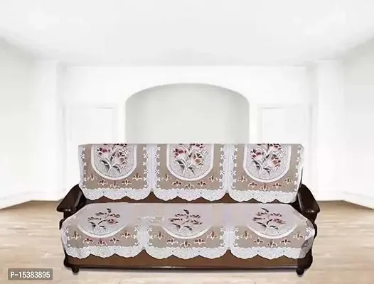 Designer Flower Net Sofa Cotton cover with SET OF6PCS- TULIP CREAM Colour-thumb0