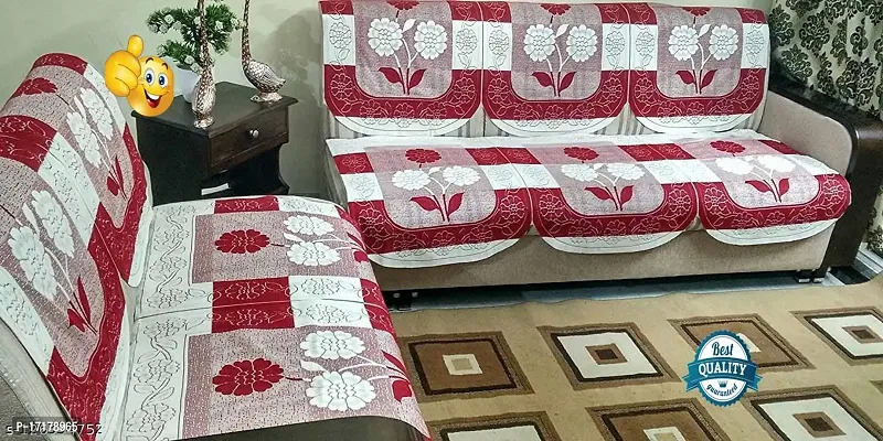 Sofa Cover Set 5 Seater Set Of 10- MAROON Colour