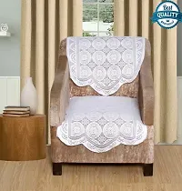 Designer Flower Net Sofa Cotton cover with Centre table cover - 5 seater sofa cover with Centre table Cover Set of 11 - WHITE  Colour-thumb3