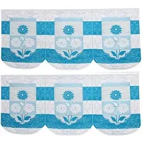 Designer Flower Net Sofa Cotton cover - 7 seater sofa cover with  Set of 14 - BLUE Colour-thumb2