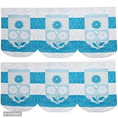 Designer Flower Net Sofa Cotton cover - 7 seater sofa cover with  Set of 14 - BLUE Colour-thumb3