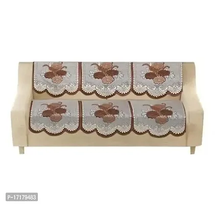 Designer Flower Net Sofa Cotton cover- 7 seater sofa cover  Set of 14 - BROWN  Colour-thumb2