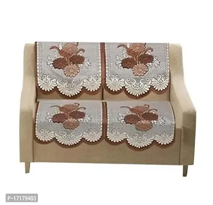 Designer Flower Net Sofa Cotton cover- 7 seater sofa cover  Set of 14 - BROWN  Colour-thumb3