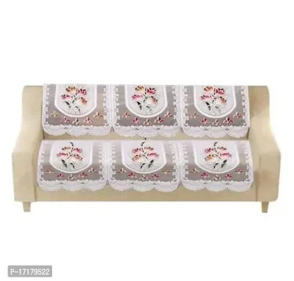 Designer Flower Net Sofa Cotton cover- 7 seater   sofa cover  Set of 14 - BEIGE  Colour-thumb2