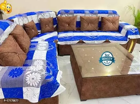 Sofa Cover Set 7 Seater Set Of 16- BLUE Colour