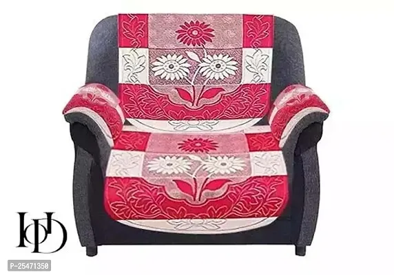 KEDAR CORPORATION Floral Cotton Net 1 Seater Net Sofa Chair Cover (MAROON, Standard), 4PC-thumb0