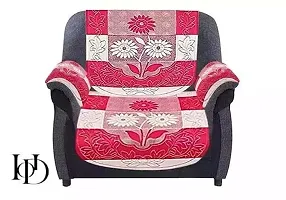 KEDAR CORPORATION Floral Cotton Net 1 Seater Net Sofa Chair Cover (MAROON, Standard), 4PC-thumb2