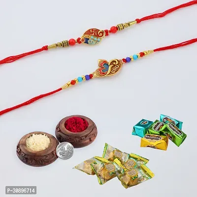 Gunjan fashion Chawal Roli Pack Rakhi 2 Psc Rakhi Roli Chawal Pack Set 5Psc Truffle And 5 Psc Chocland Chocolate-thumb0