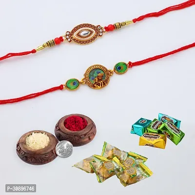 Gunjan fashion Chawal Roli Pack Rakhi 2 Psc Rakhi Roli Chawal Pack Set 5Psc Truffle And 5 Psc Chocland Chocolate-thumb0