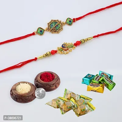 Gunjan fashion Chawal Roli Pack Rakhi 2 Psc Rakhi Roli Chawal Pack Set 5Psc Truffle And 5 Psc Chocland Chocolate